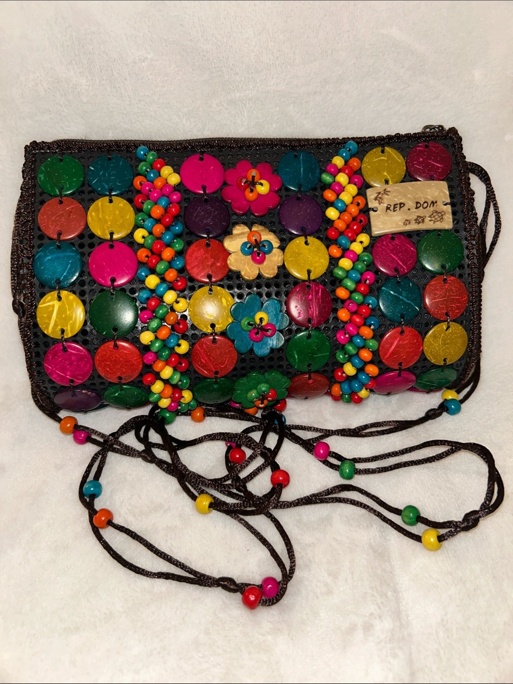 Handmade colorful beaded 
  crossbody or 
Shoulder Bag
Dominica Craft 5x8